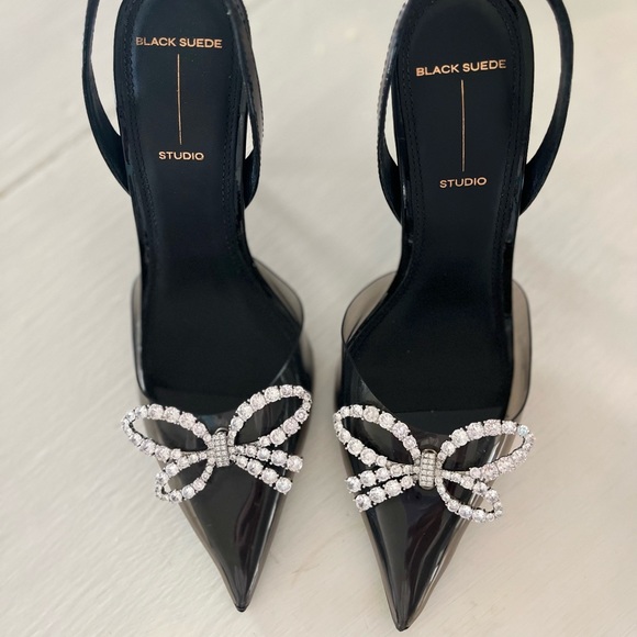 BLACK SUEDE STUDIO. Monroe Slingback Pointed Toe Pump. Size 36! - Picture 4 of 7